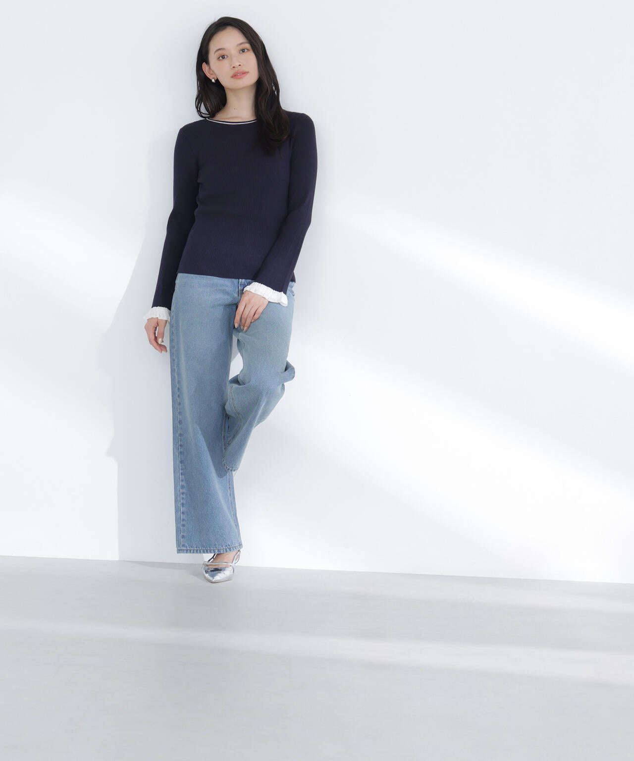 レーシーカフスリブニット