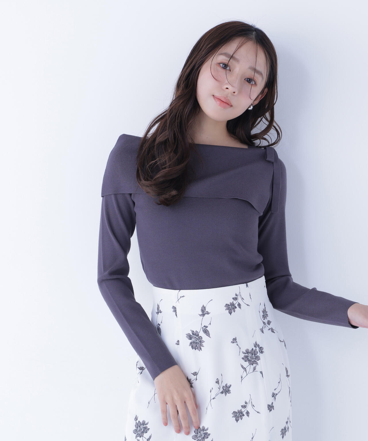 サイドリボンニット