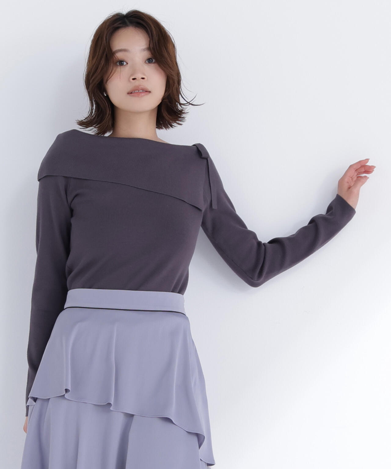 サイドリボンニット