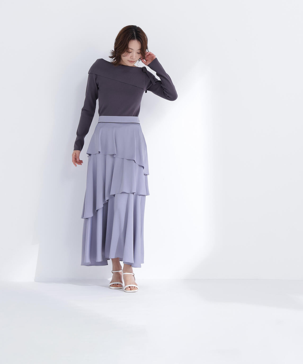 サイドリボンニット