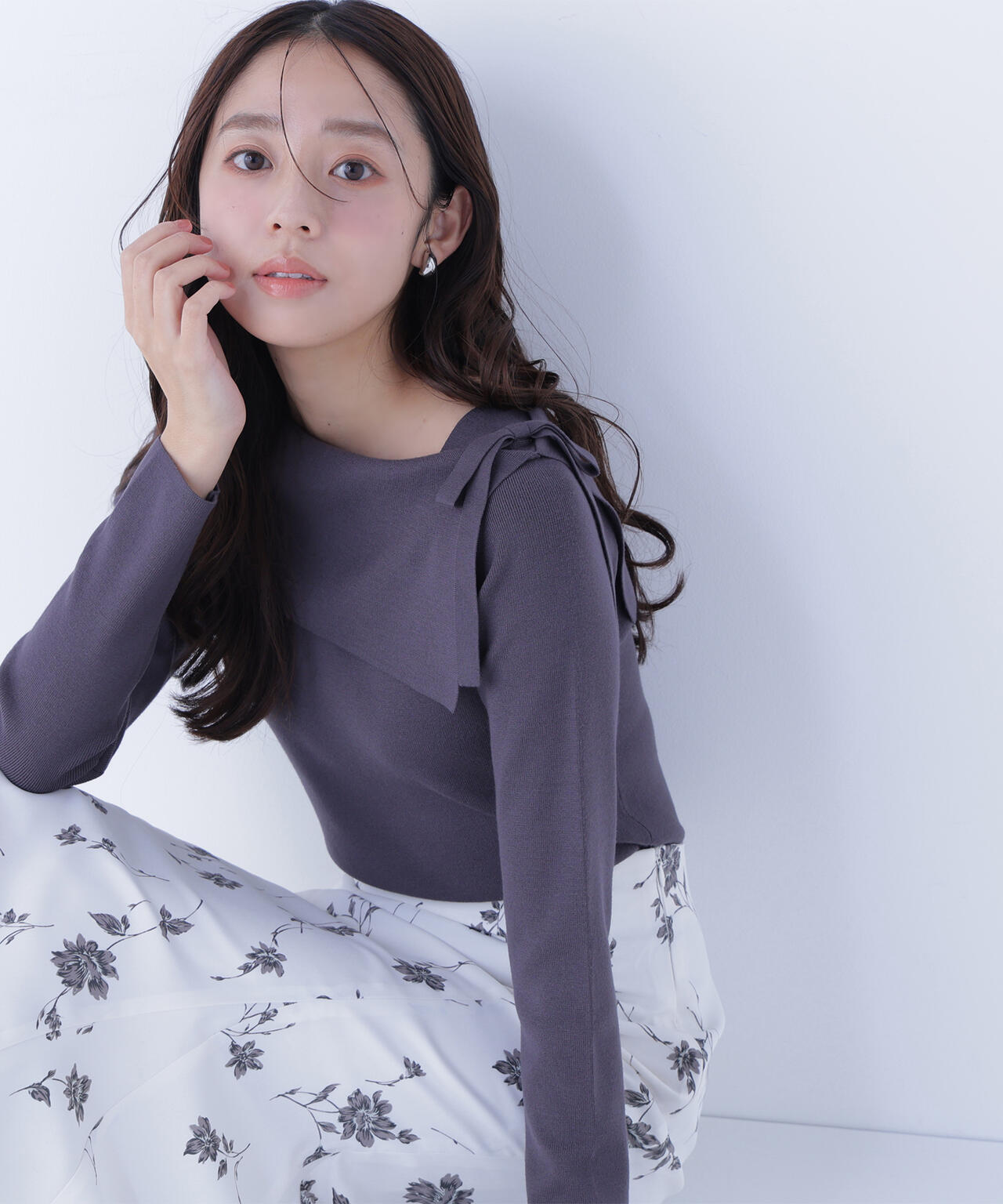 ナチュラルビューティーベーシック（NATURAL BEAUTY BASIC）/サイドリボンニット サイドリボンニット | NATURAL BEAUTY BASIC（ナチュラルビューティー