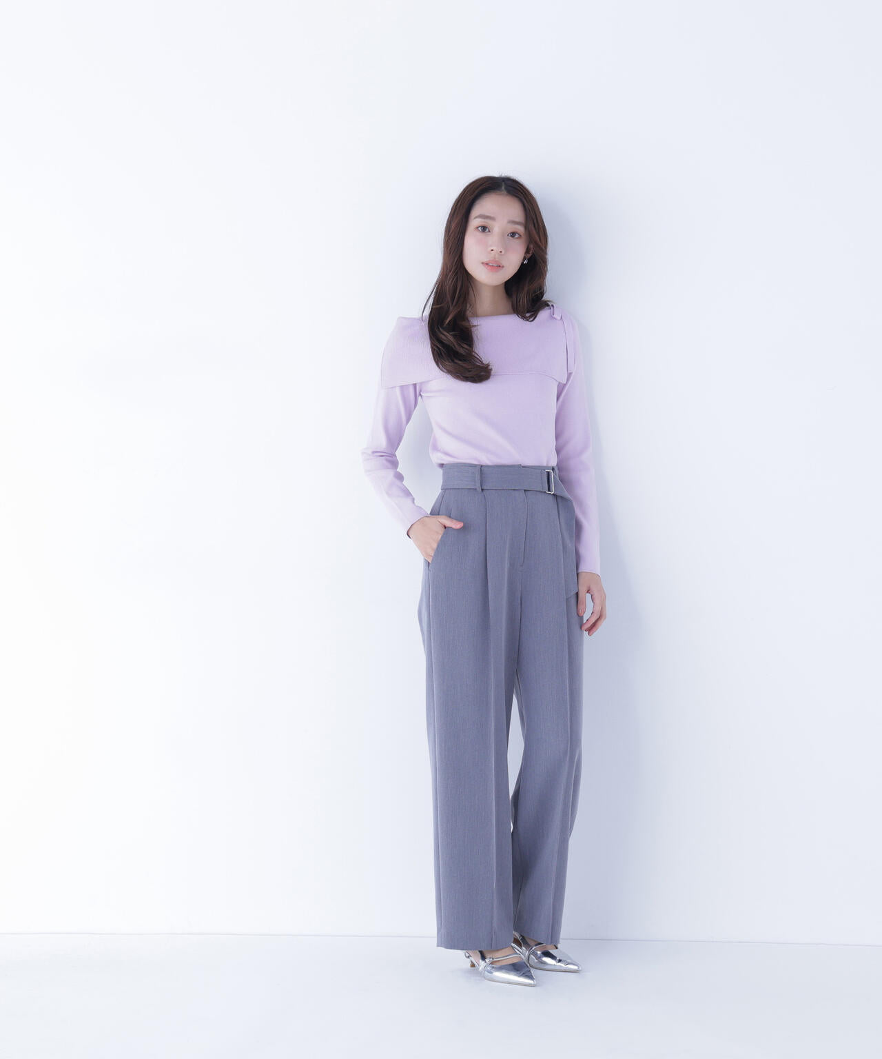 サイドリボンニット