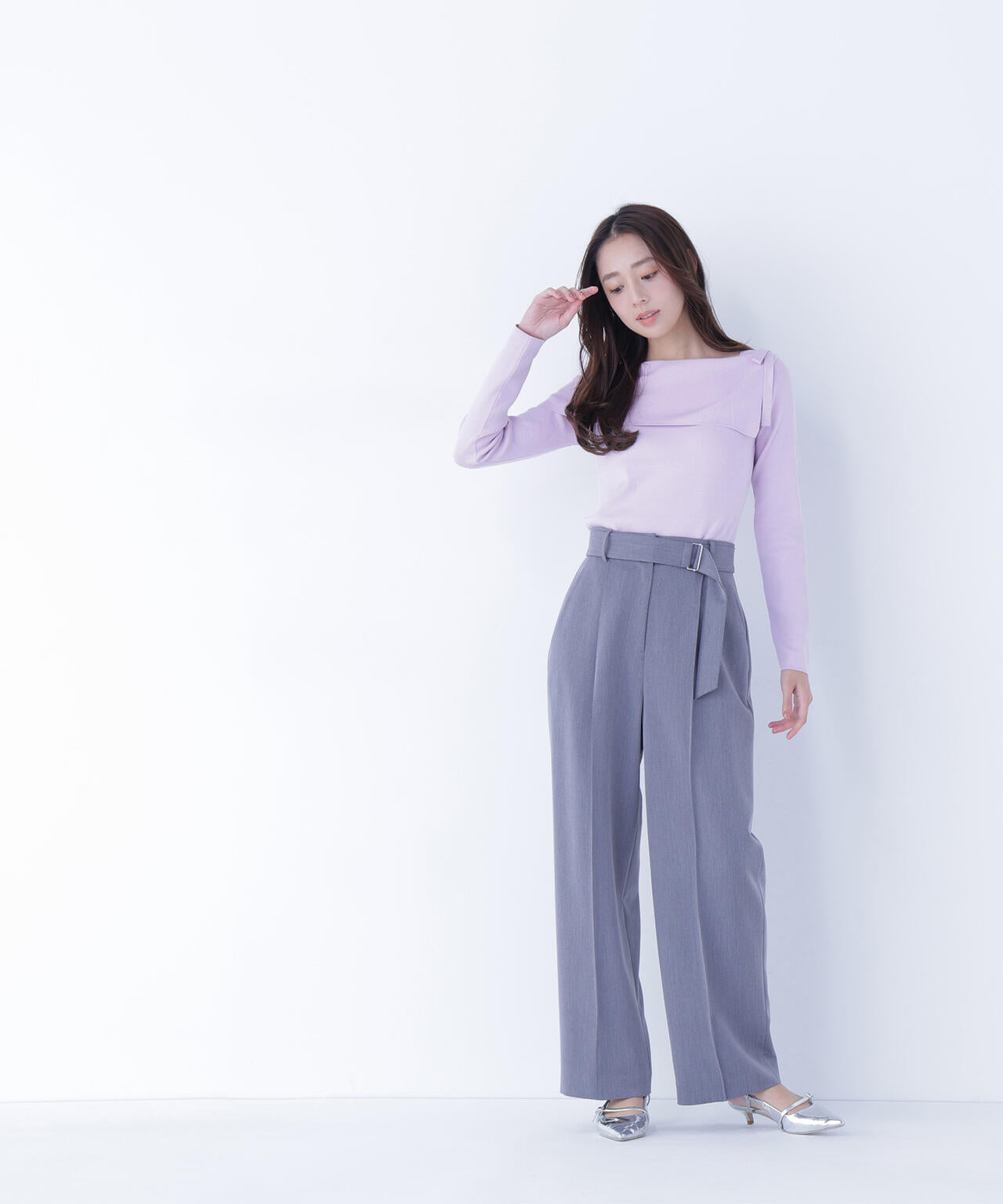 サイドリボンニット