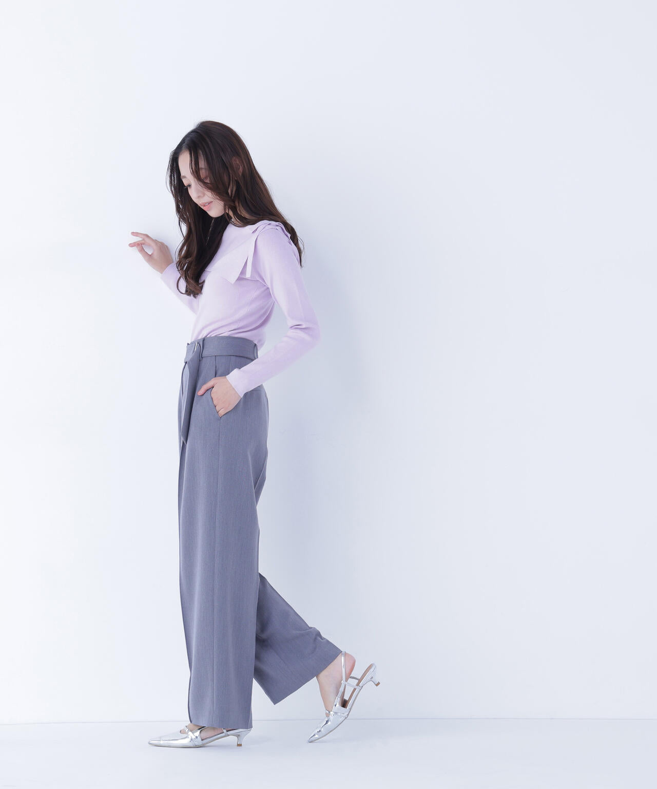 サイドリボンニット