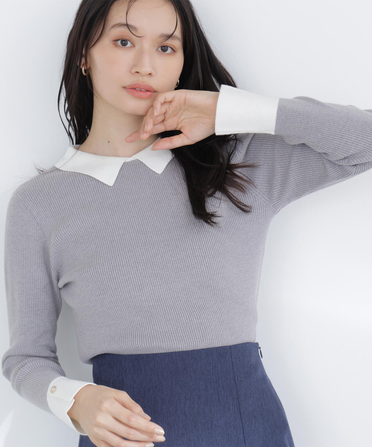 襟付リブベーシックニット