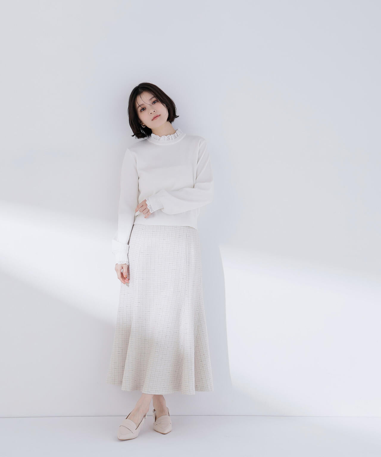 レースフリルドッキングニット | NATURAL BEAUTY BASIC（ナチュラル