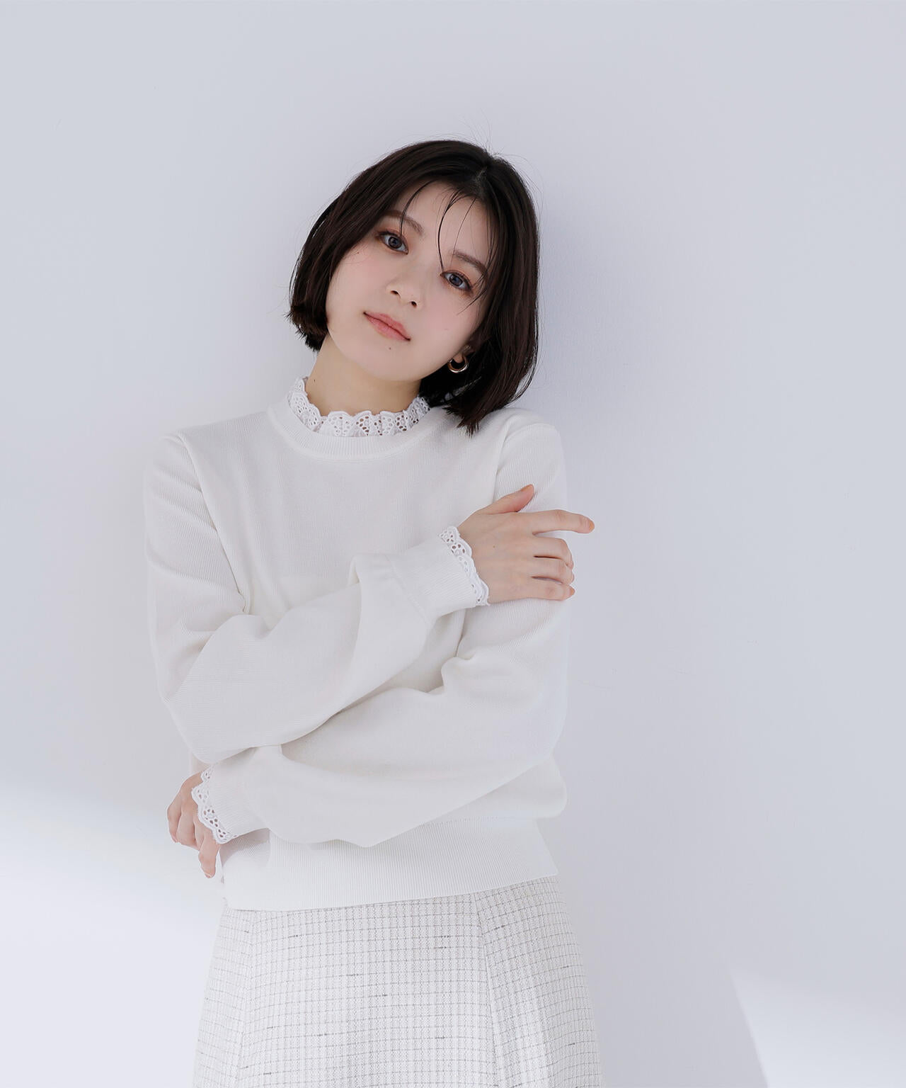 レースフリルドッキングニット