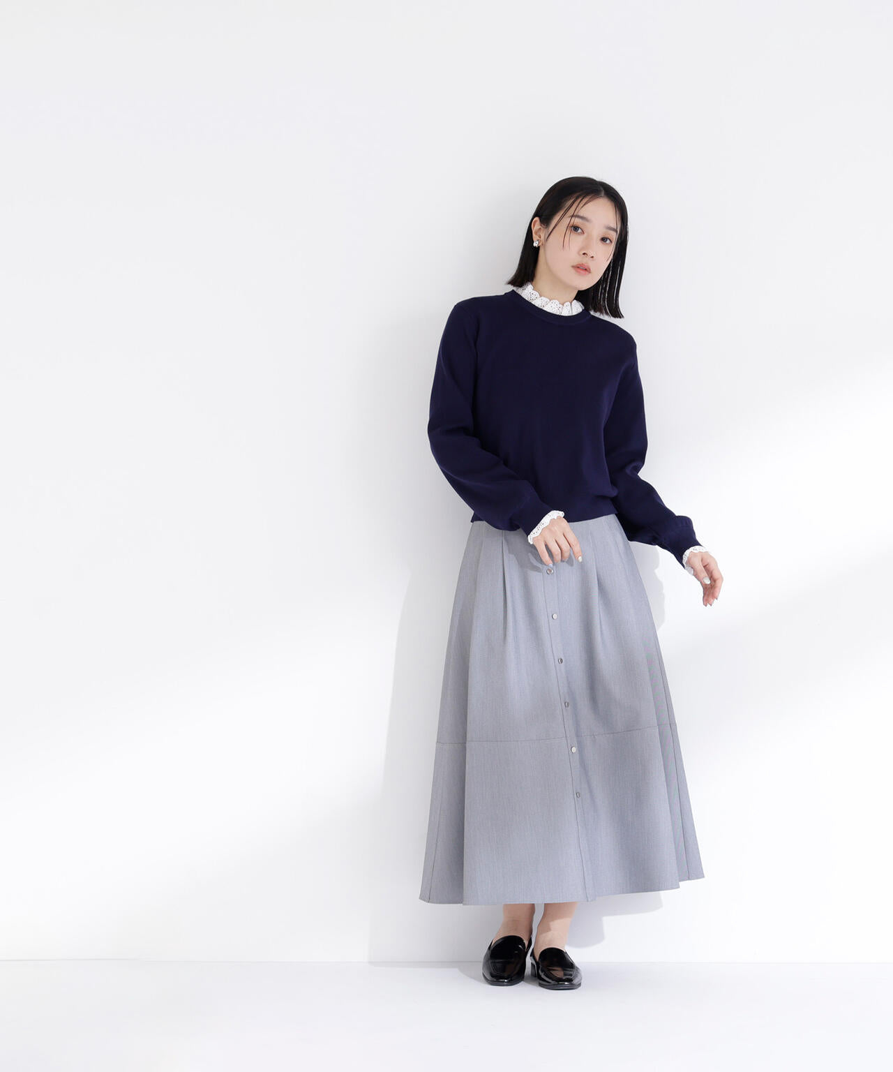 レースフリルドッキングニット