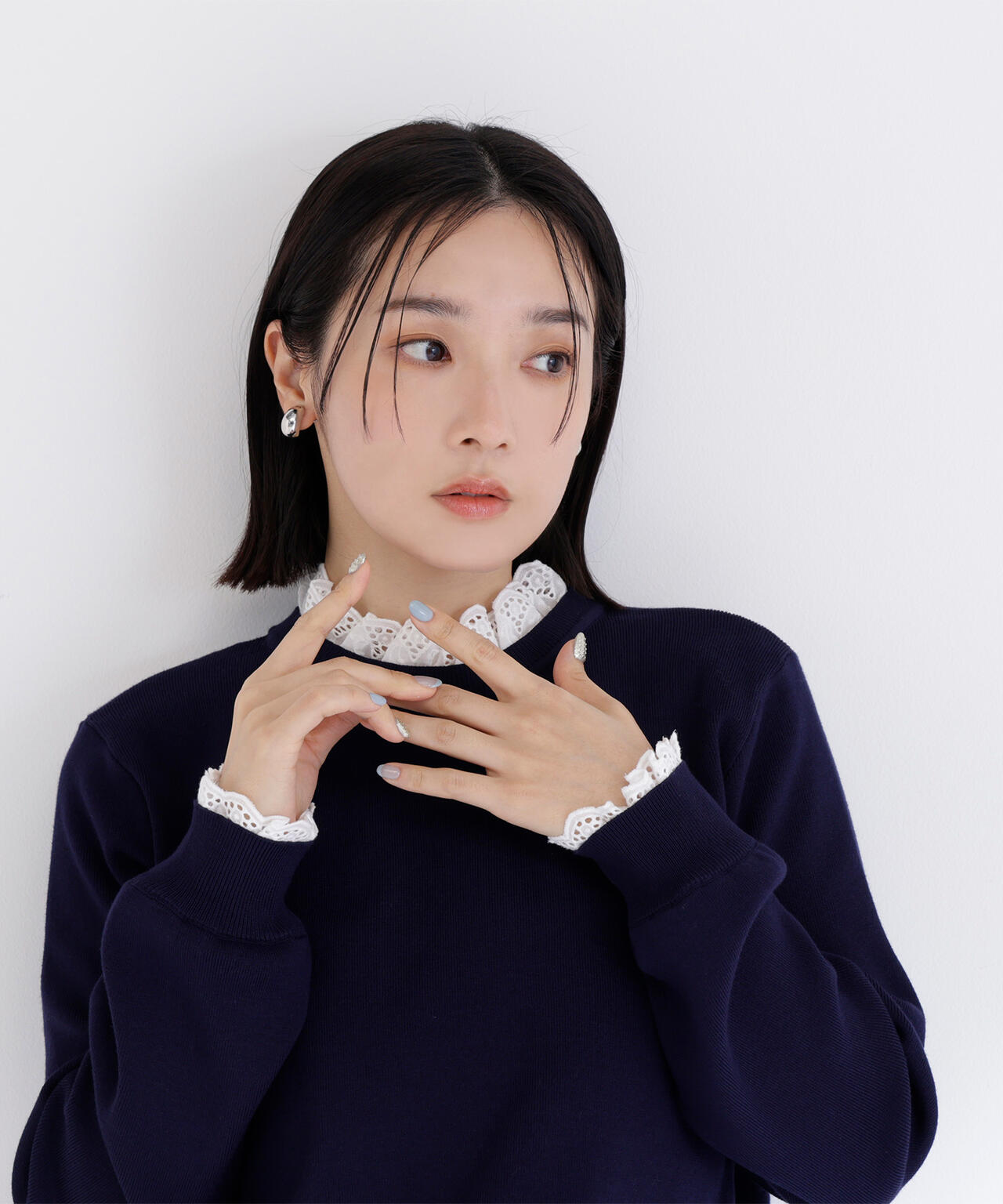 レースフリルドッキングニット | NATURAL BEAUTY BASIC（ナチュラル