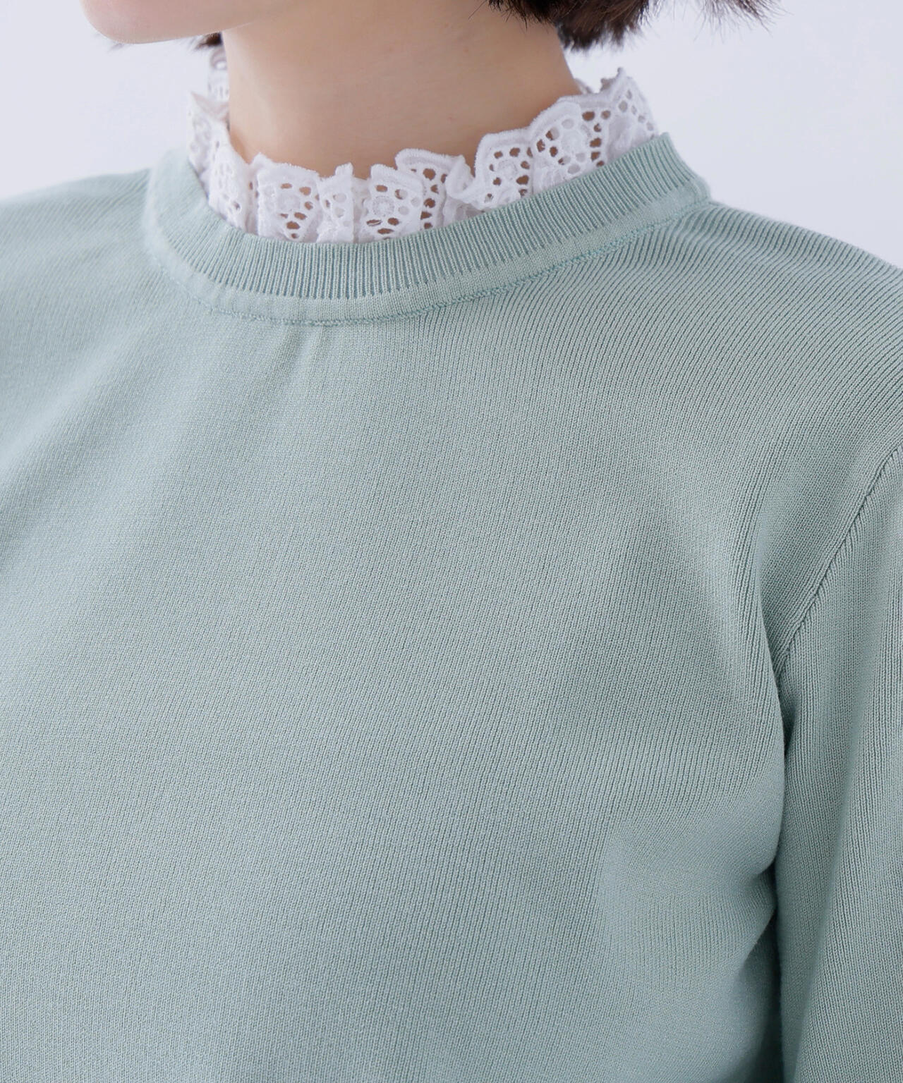 レースフリルドッキングニット
