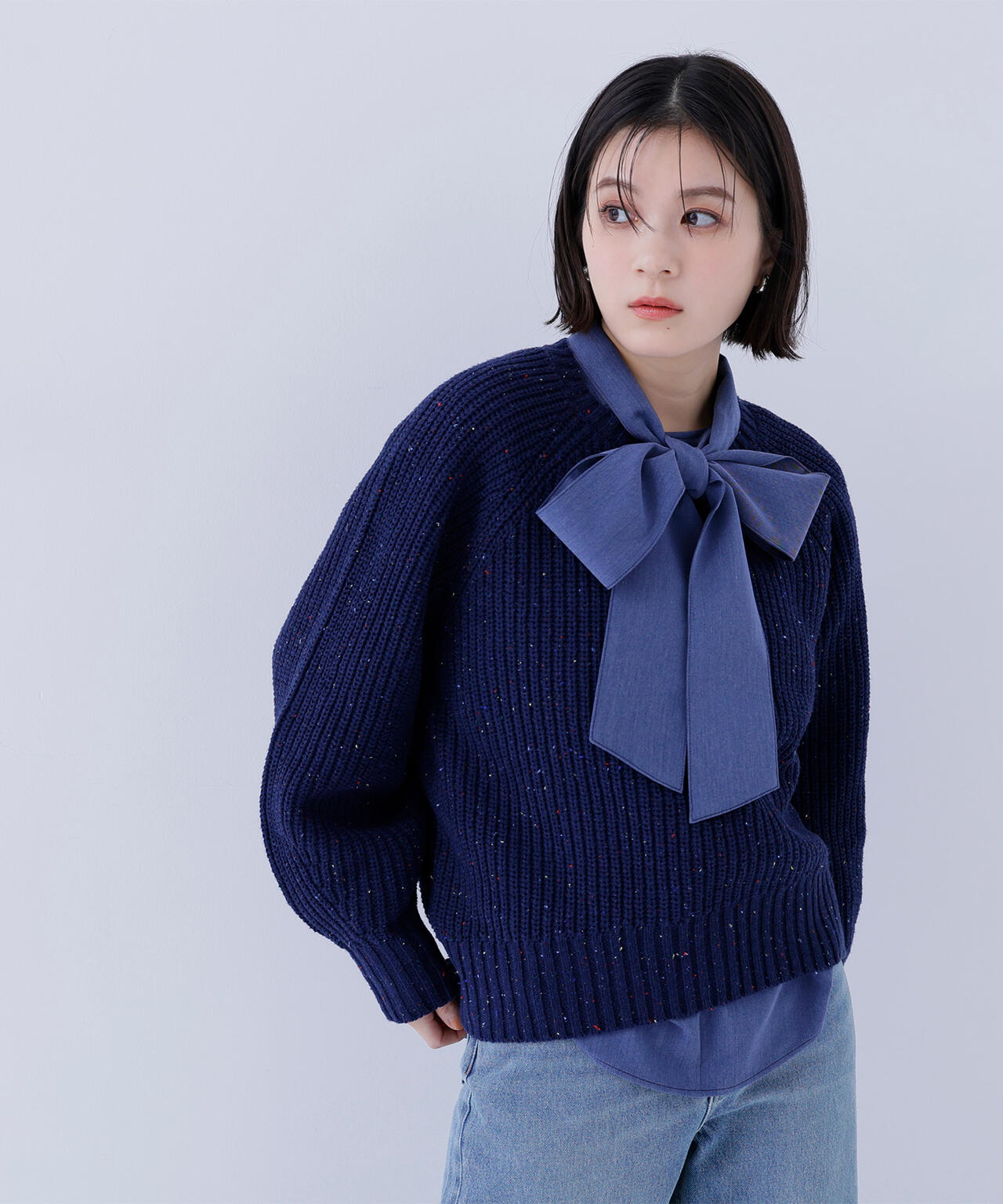 カラーネップオーバーニット