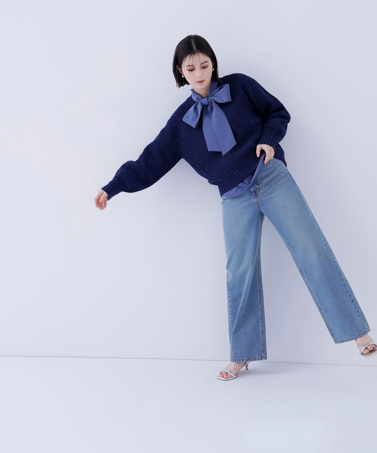 カラーネップオーバーニット