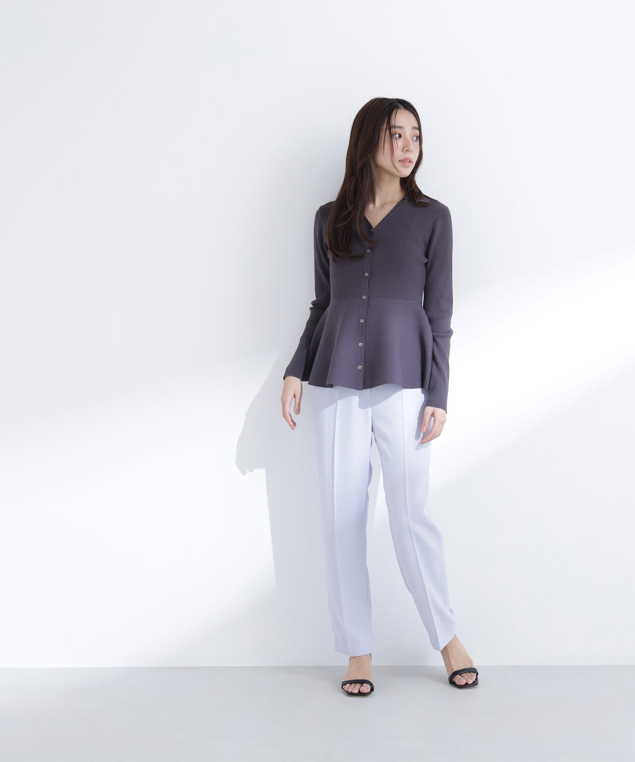 スキッパーペプラムリブニット | NATURAL BEAUTY BASIC（ナチュラル