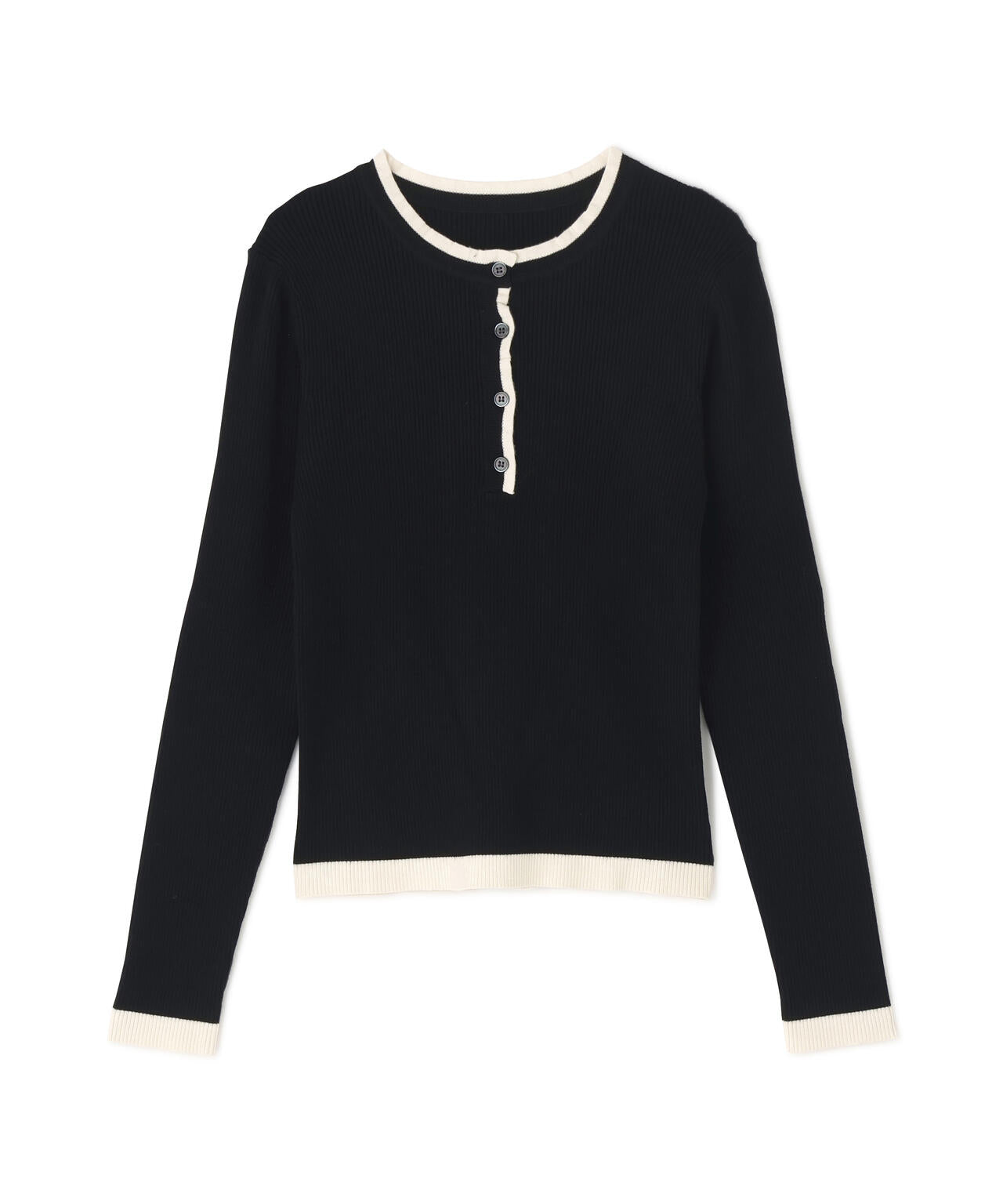 バイカラーフリルトリムニット