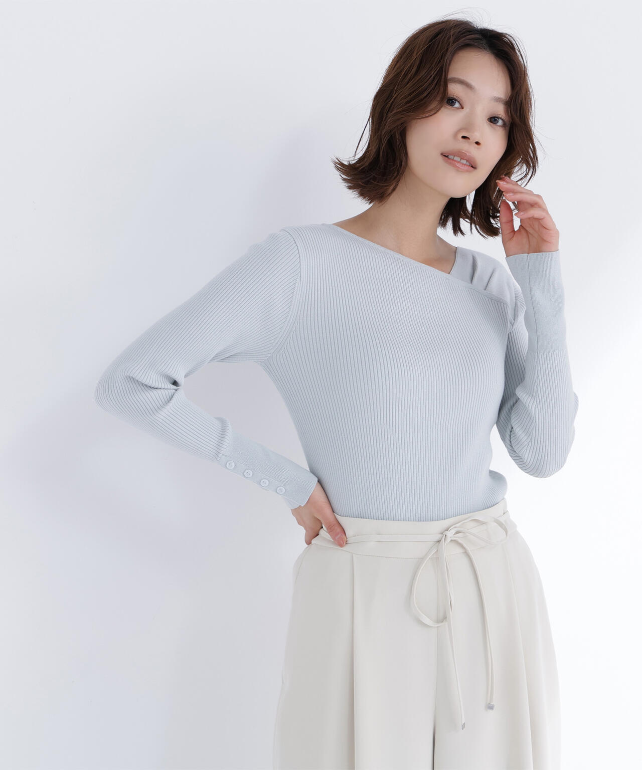 ショルダータックアシメネックニット | NATURAL BEAUTY BASIC