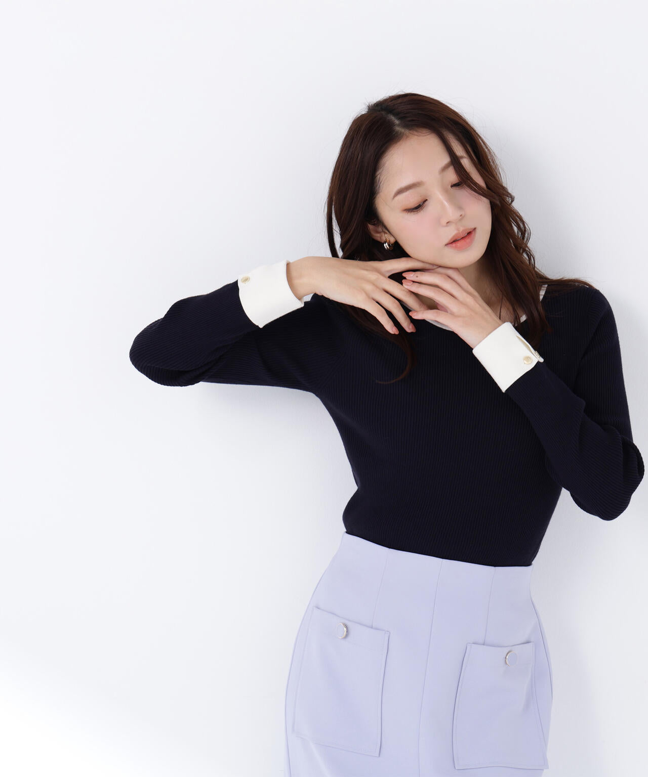 ●2019SS/新品●ラッフルカフスニット ランダムリブフレアカフスニット|LANVIN en Bleu | LANVIN en Bleu