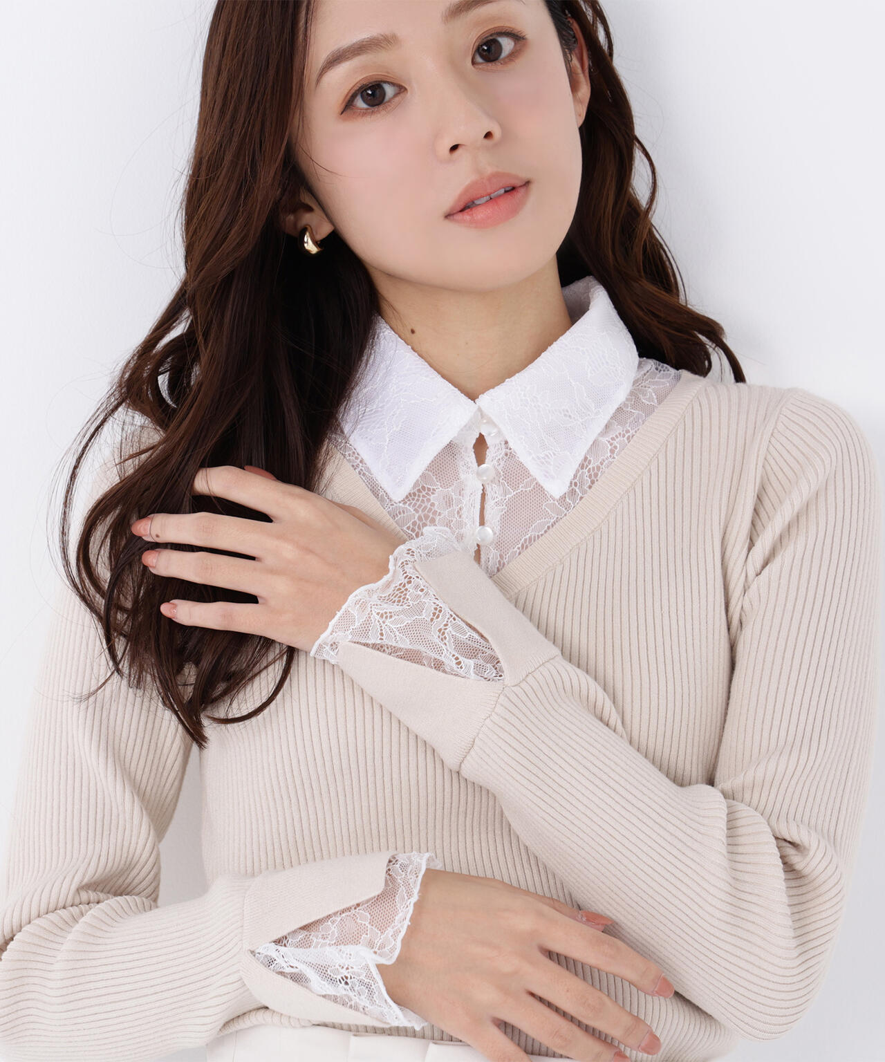 レースカラードッキングニット | NATURAL BEAUTY BASIC（ナチュラル
