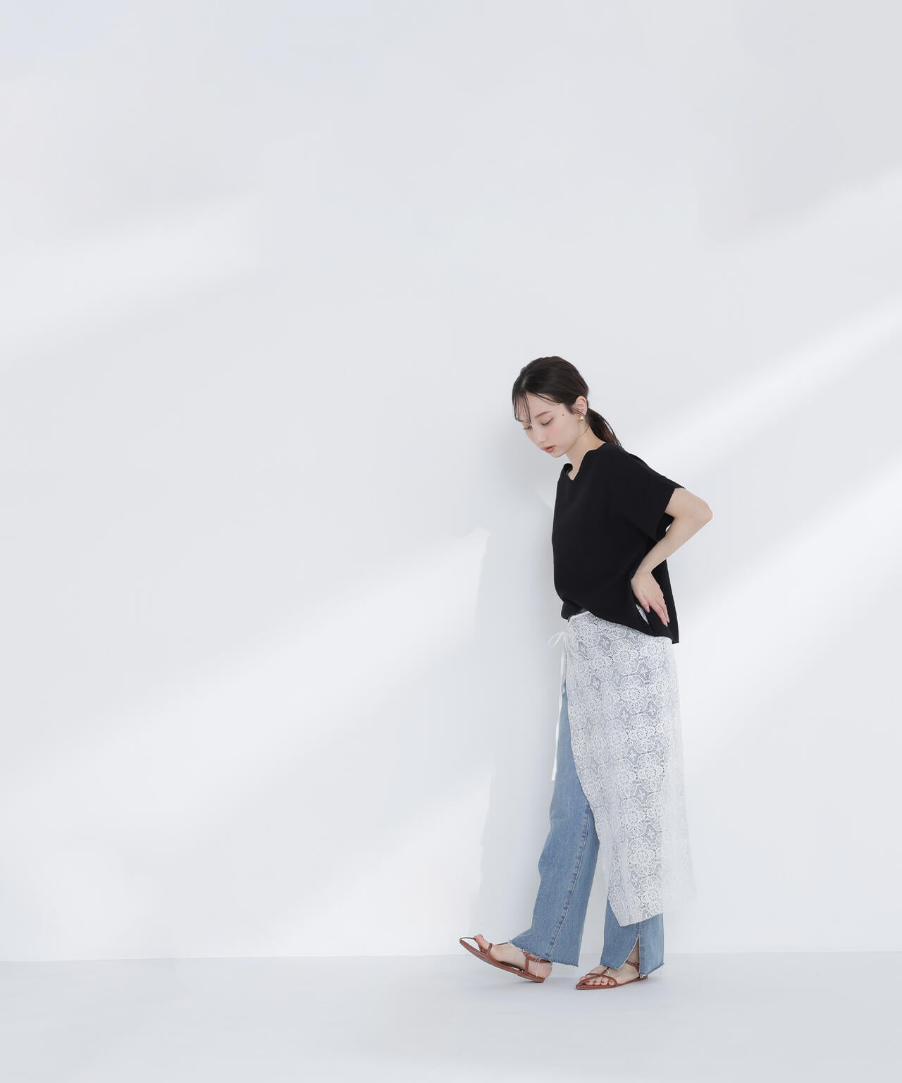 <sweet掲載>総針ベーシック Vネックニット