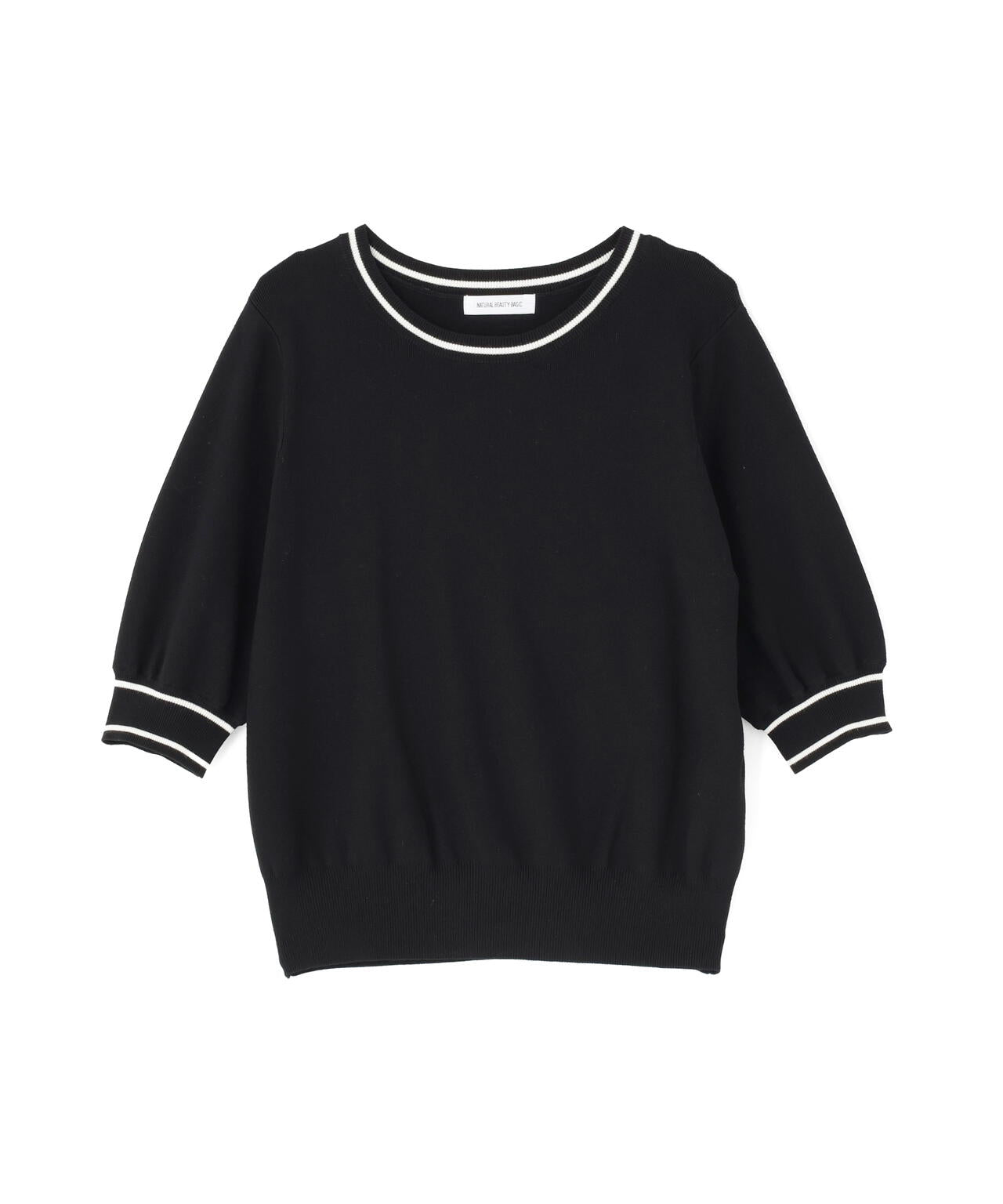N.Natural beauty basic - 専用　オータム総針　ブラックホワイト　合計2枚 総針ベーシック バイカラーラインニット | NATURAL BEAUTY BASIC
