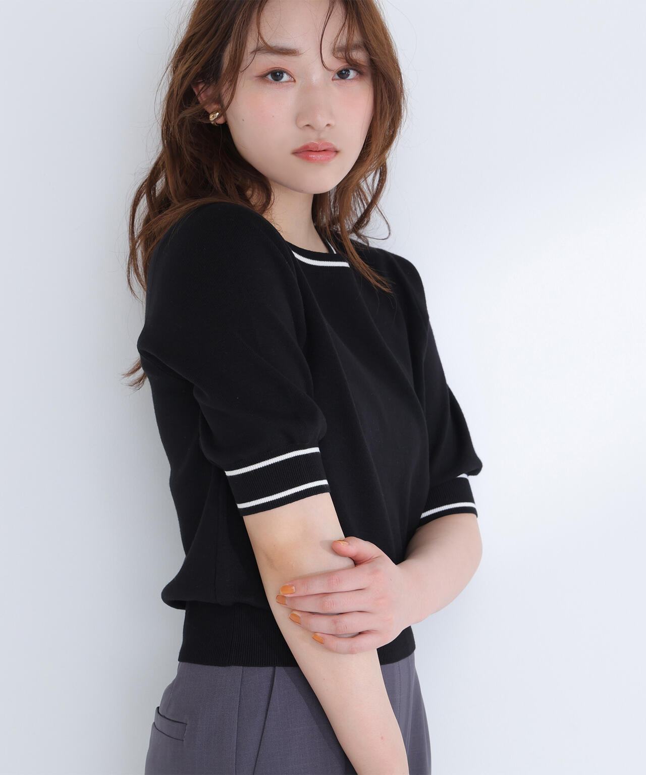 総針ベーシック バイカラーラインニット | NATURAL BEAUTY BASIC