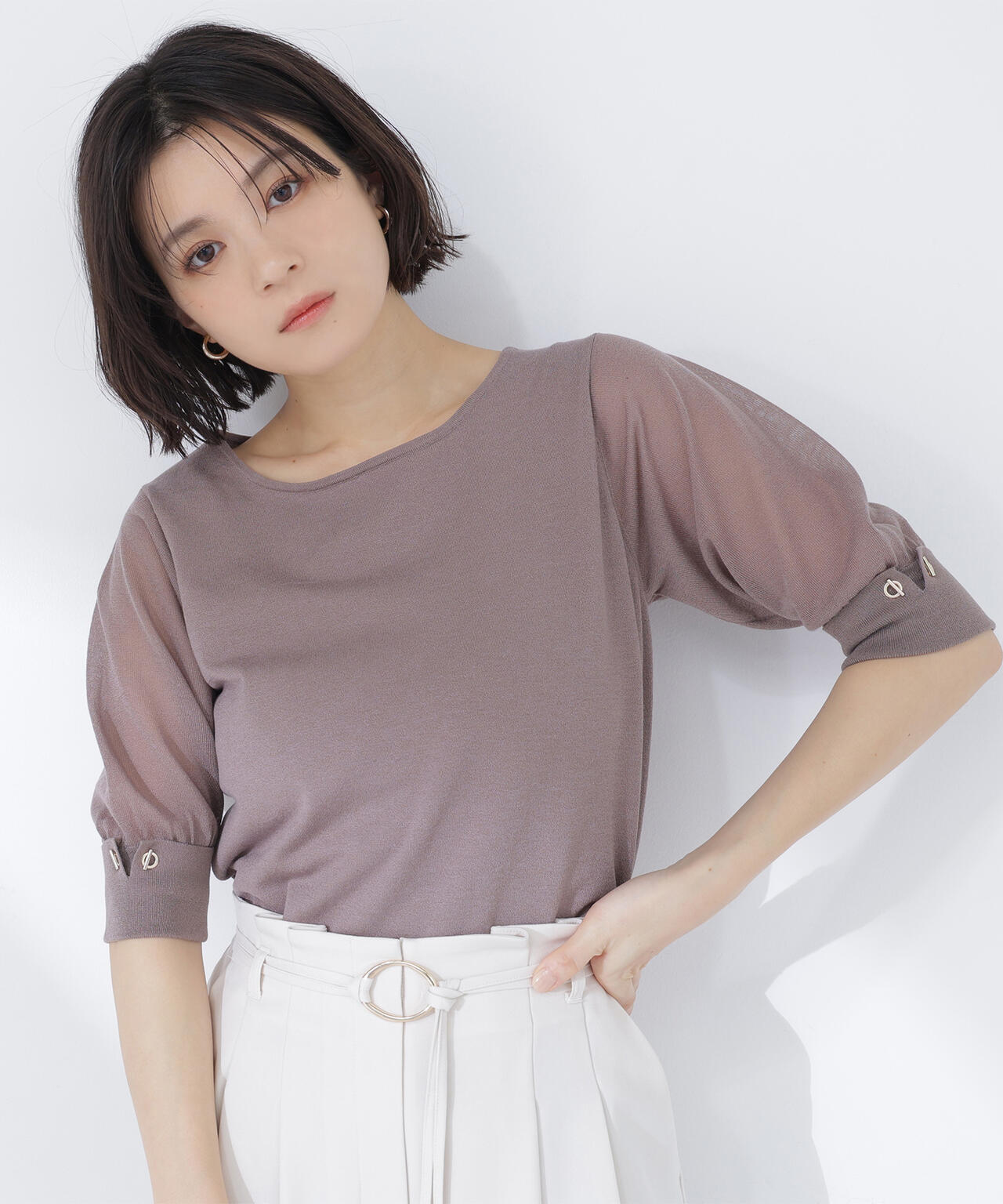 シアースリーブハトメカフスニット | NATURAL BEAUTY BASIC