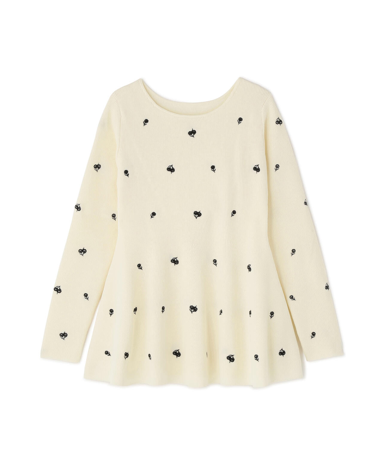 【一部店舗・mix.tokyo 限定カラー：ネイビーベース2】刺繍ペプラムニット