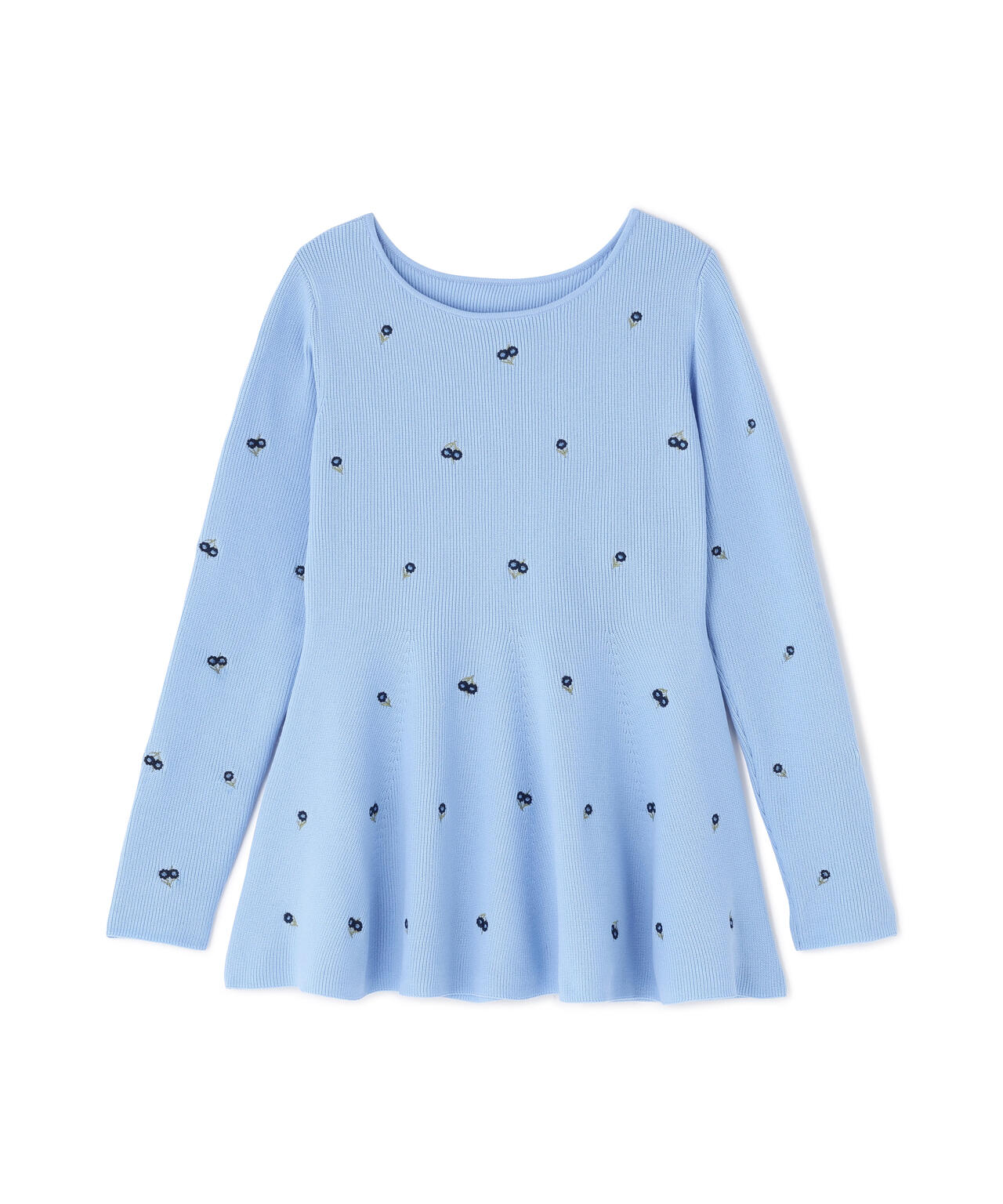 【一部店舗・mix.tokyo 限定カラー：ネイビーベース2】刺繍ペプラムニット