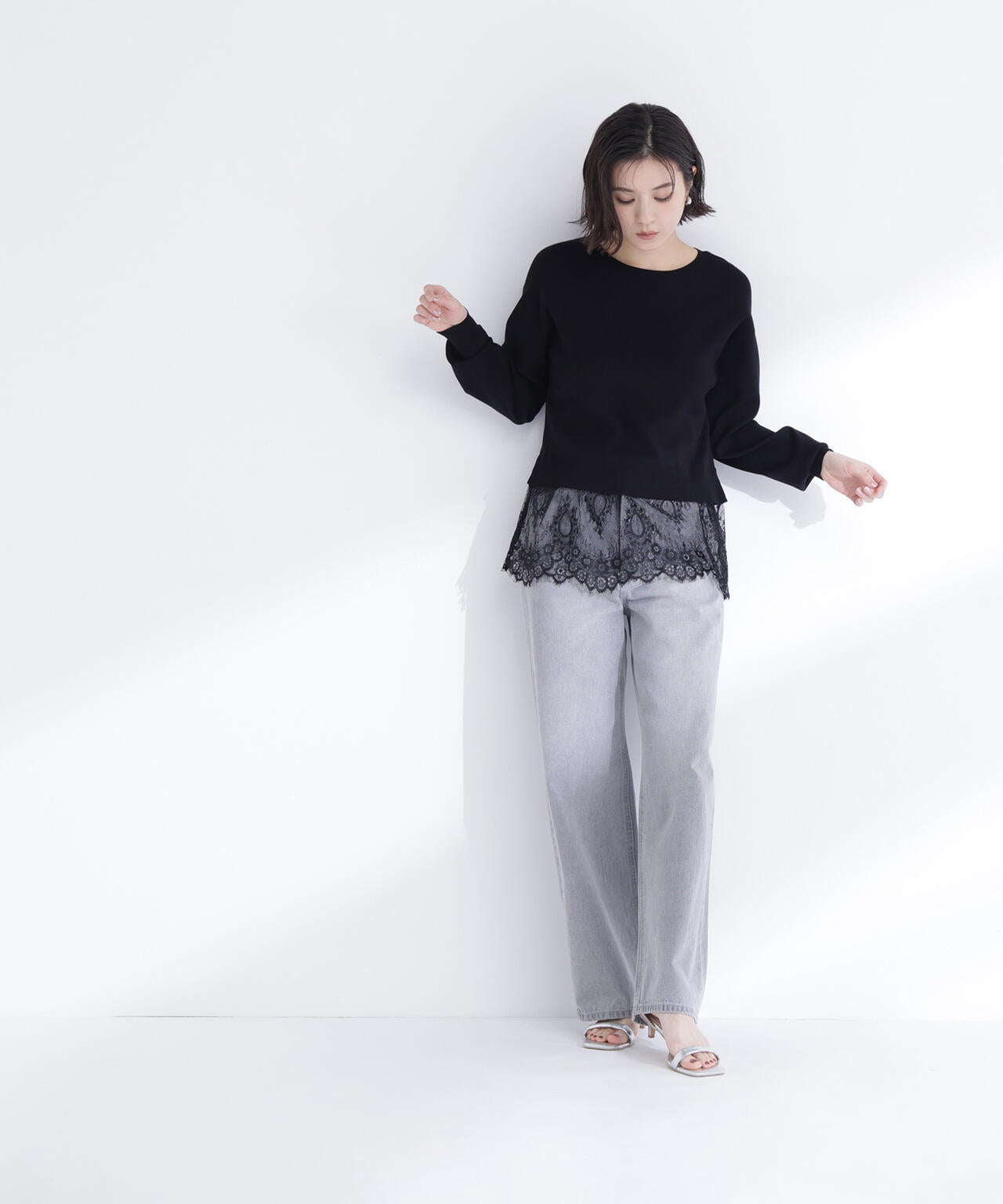 レースドッキングニット