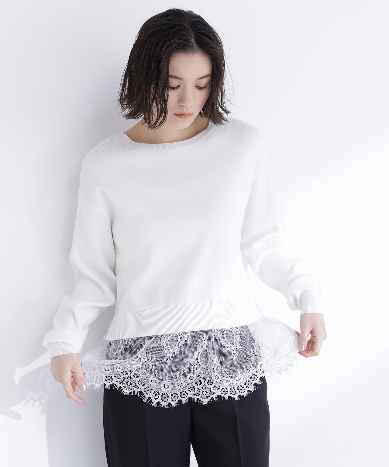 レースドッキングニット