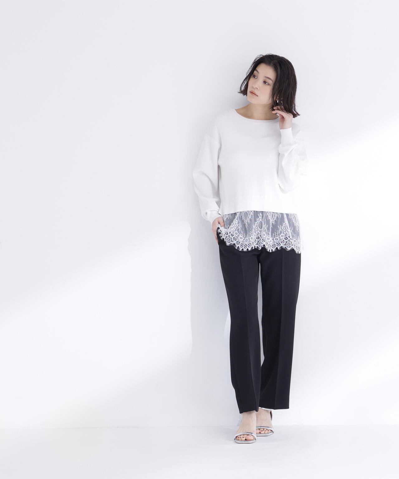 レースドッキングニット