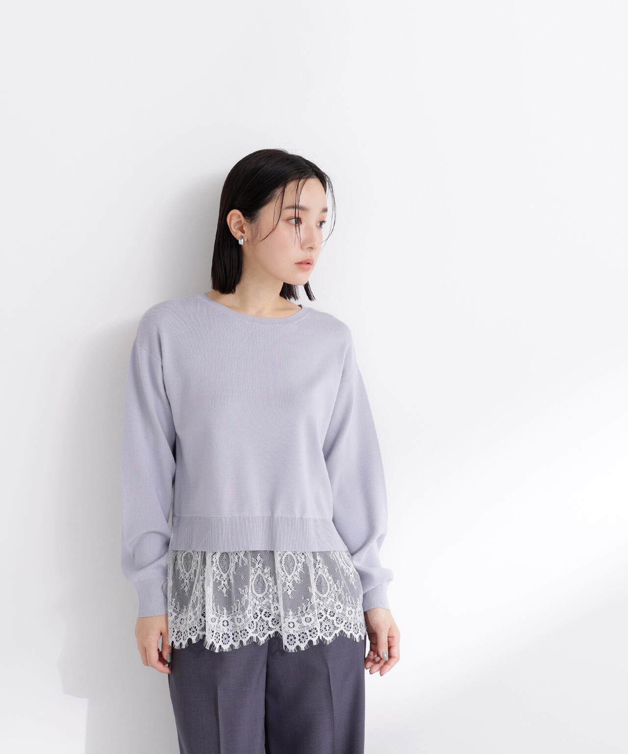 レースドッキングニット