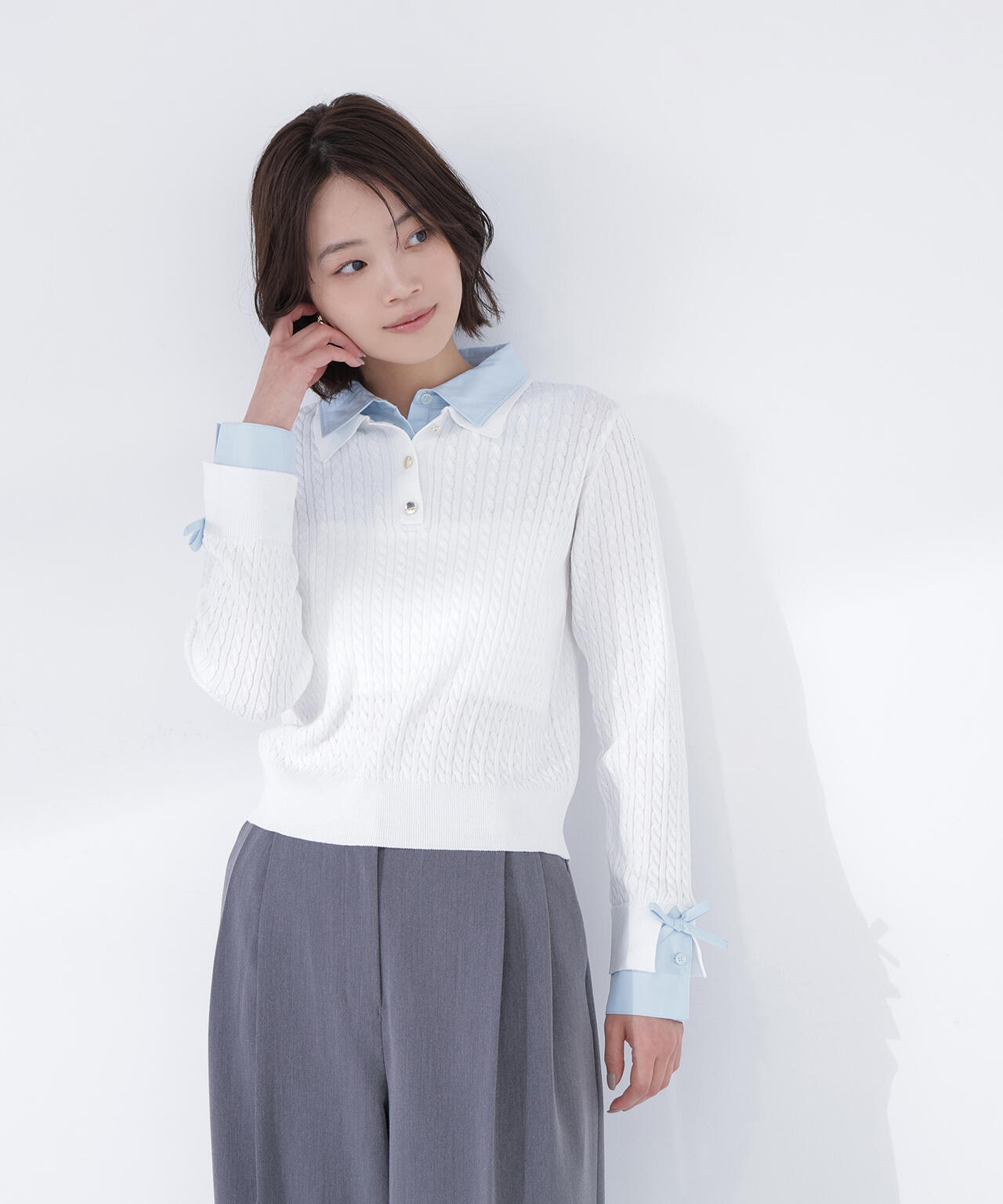 シャツドッキングケーブルニット