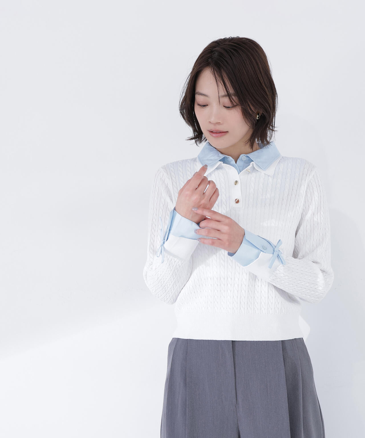 シャツドッキングケーブルニット