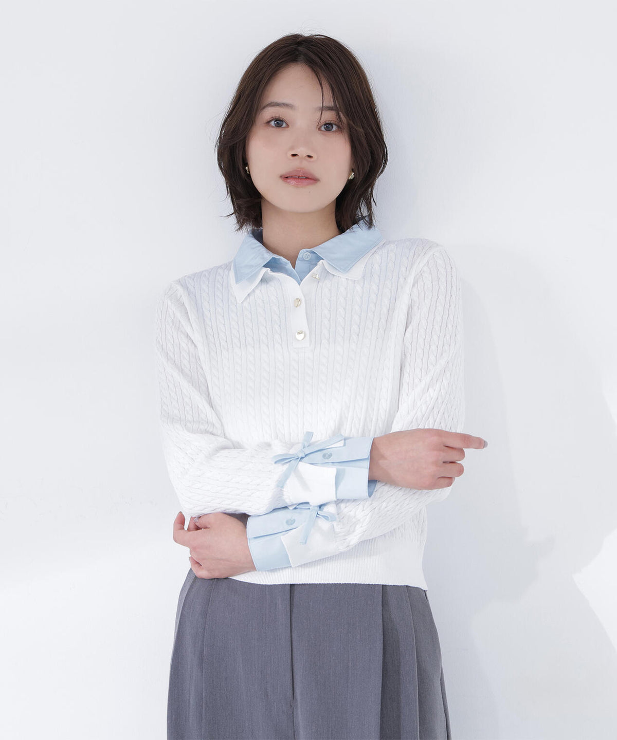 シャツドッキングケーブルニット | NATURAL BEAUTY BASIC（ナチュラル 