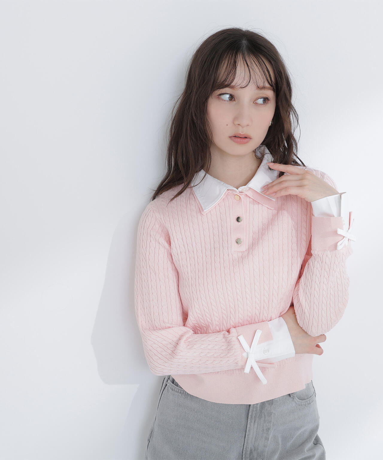 シャツドッキングケーブルニット