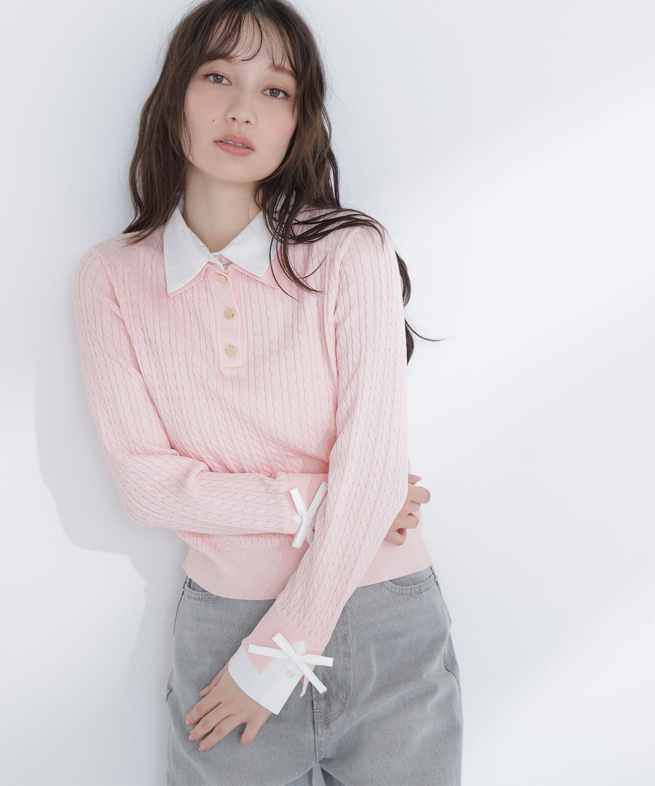 シャツドッキングケーブルニット