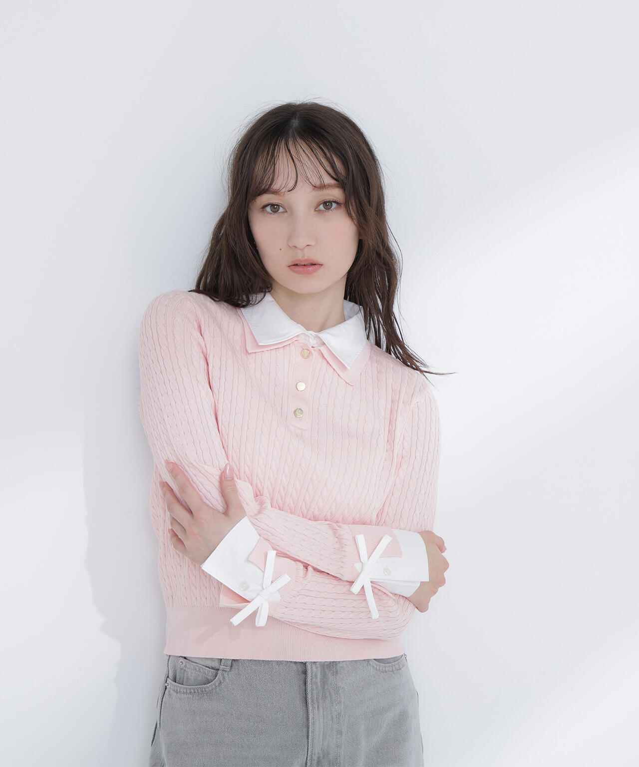 シャツドッキングケーブルニット