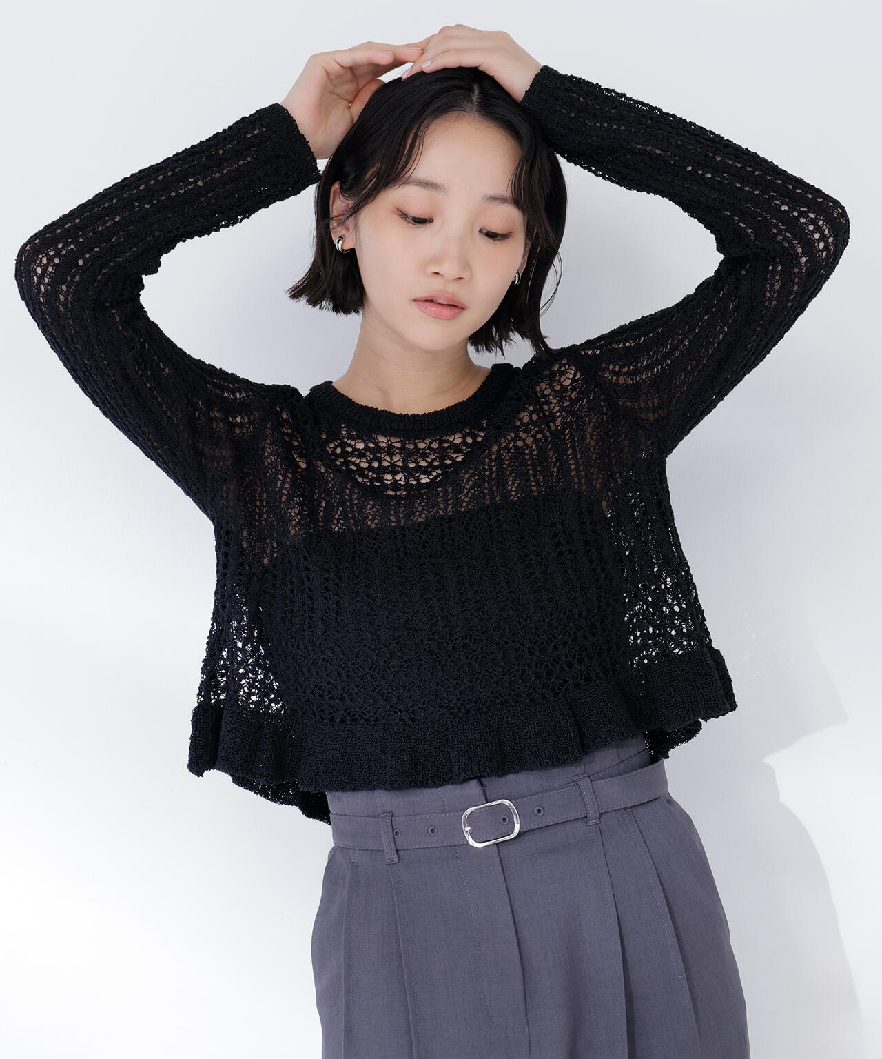 SUKALA メッシュ クロップドトップ 黒色　新品 SUKALA】アクティブバイカラークロップドトップス(XS・S・M・Lサイズ