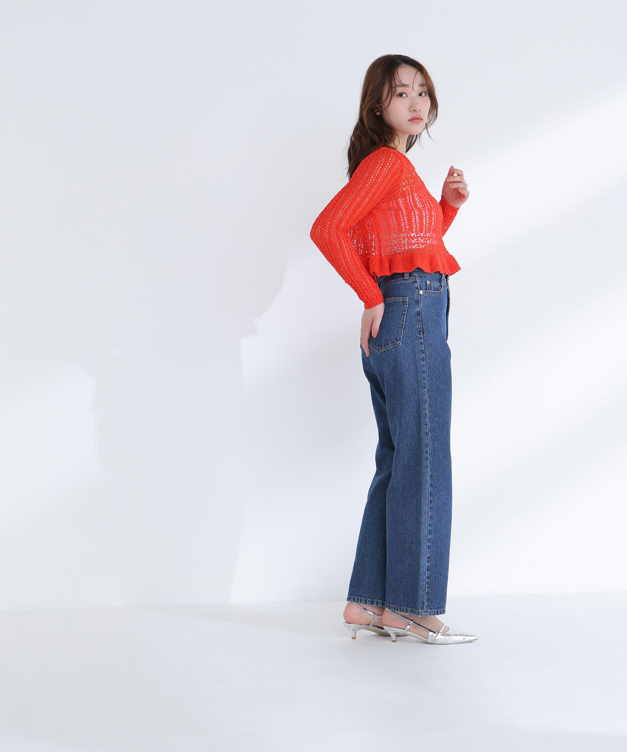 【sweet4月号掲載】【WEB限定商品】クロップドレースメッシュニット