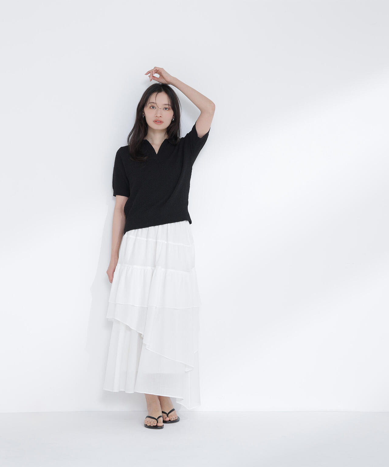 6/5～6/7 オンライン限定2buy10%OFF対象】スキッパーポロニット