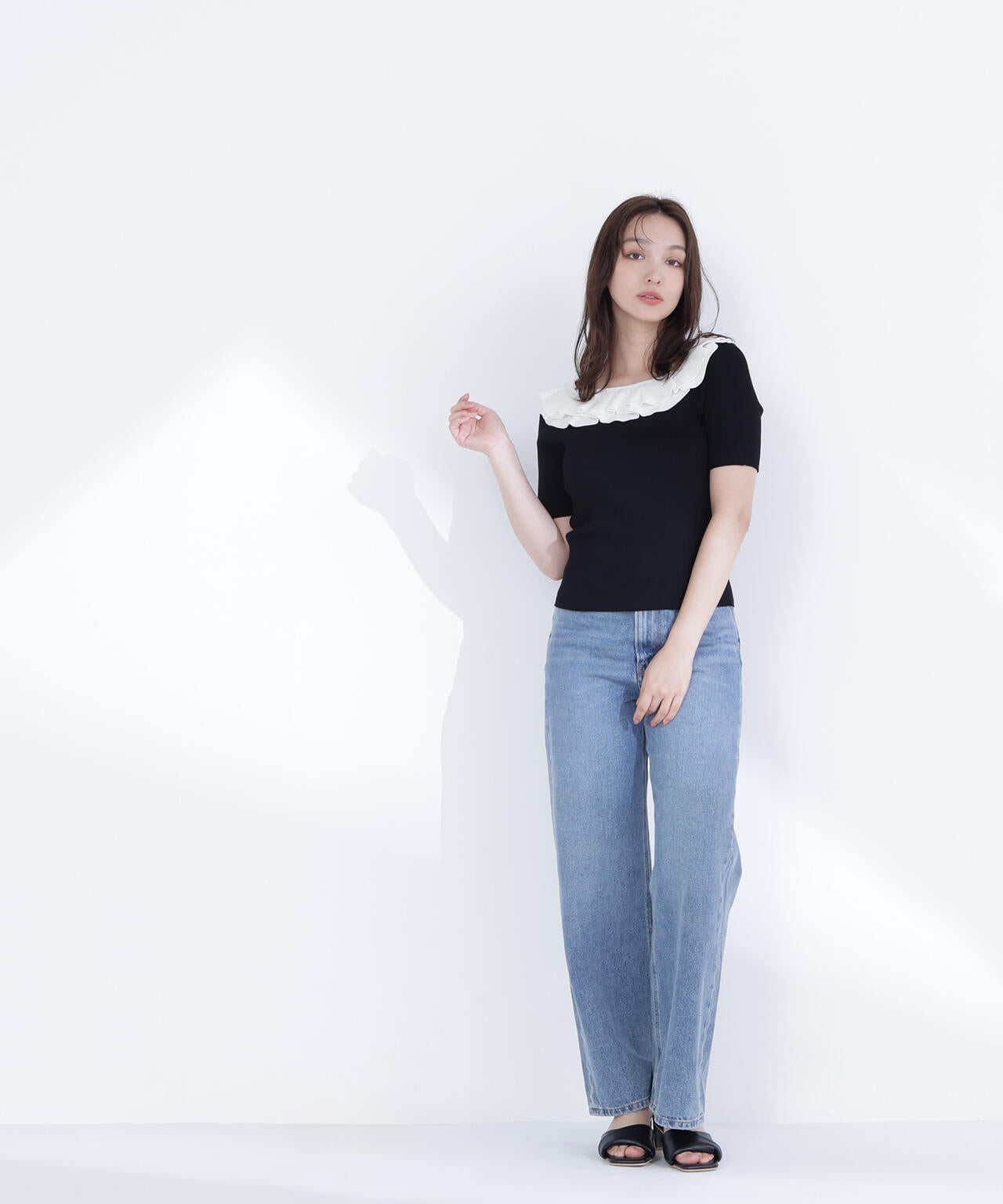 フリルトリムカラーニット | NATURAL BEAUTY BASIC（ナチュラル