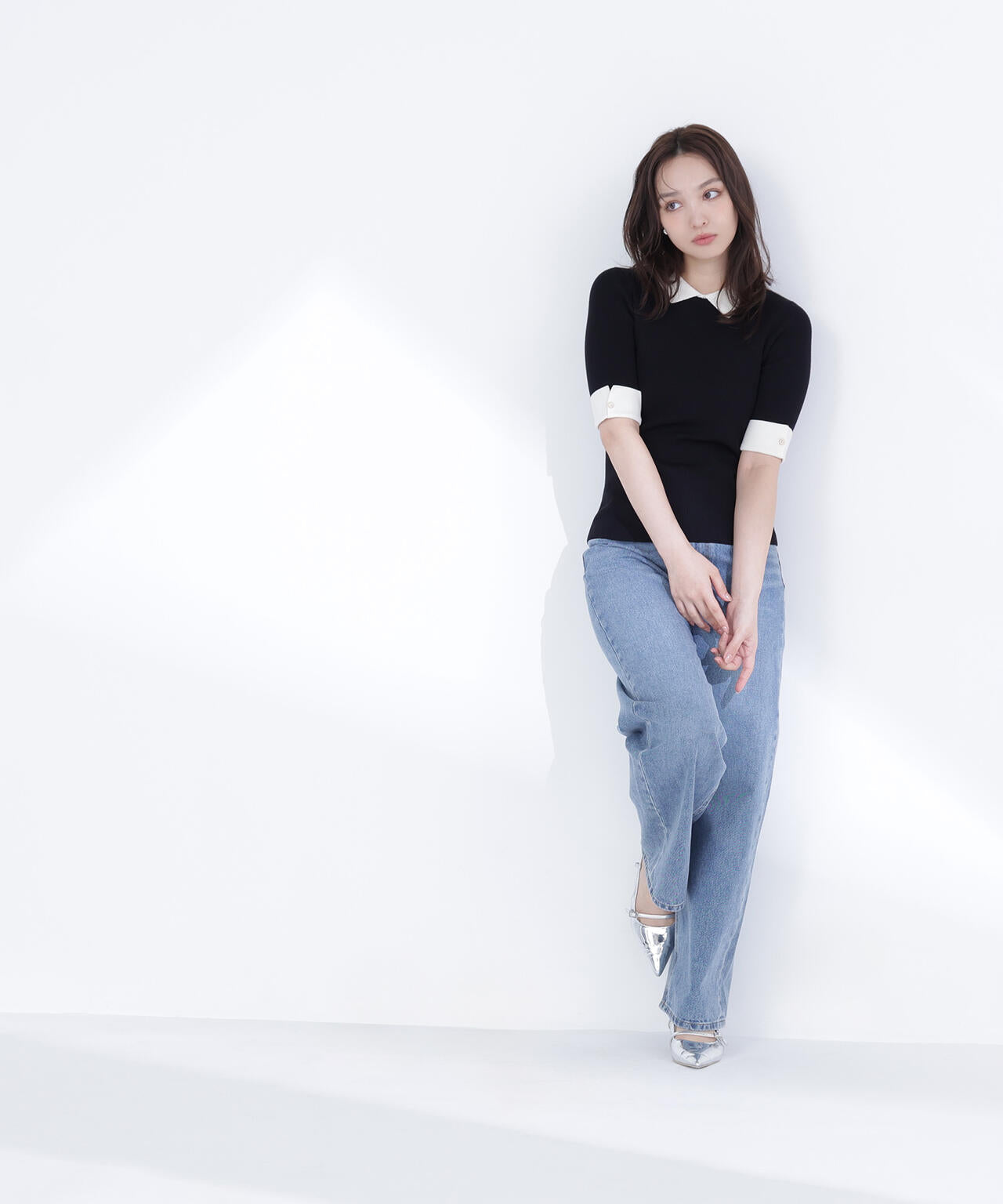 襟付きリブベーシックニット半袖 | NATURAL BEAUTY BASIC（ナチュラル
