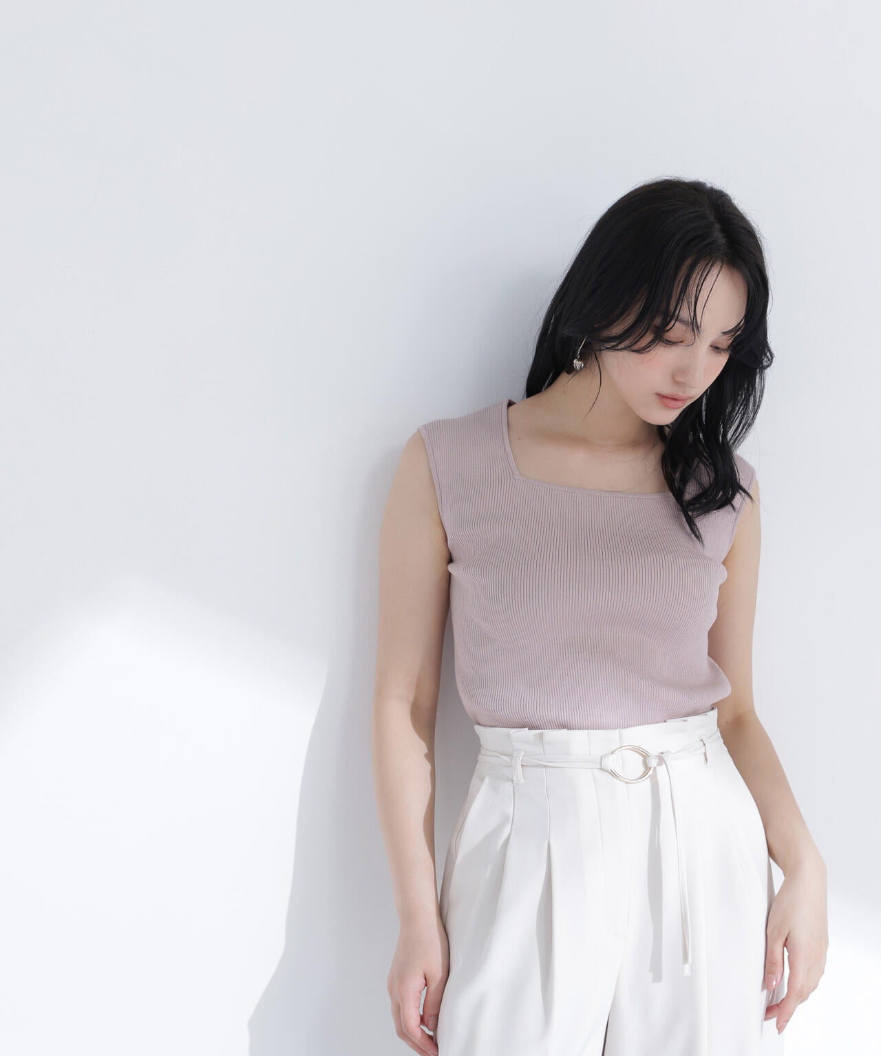 スクエアネックリブニット | NATURAL BEAUTY BASIC（ナチュラル