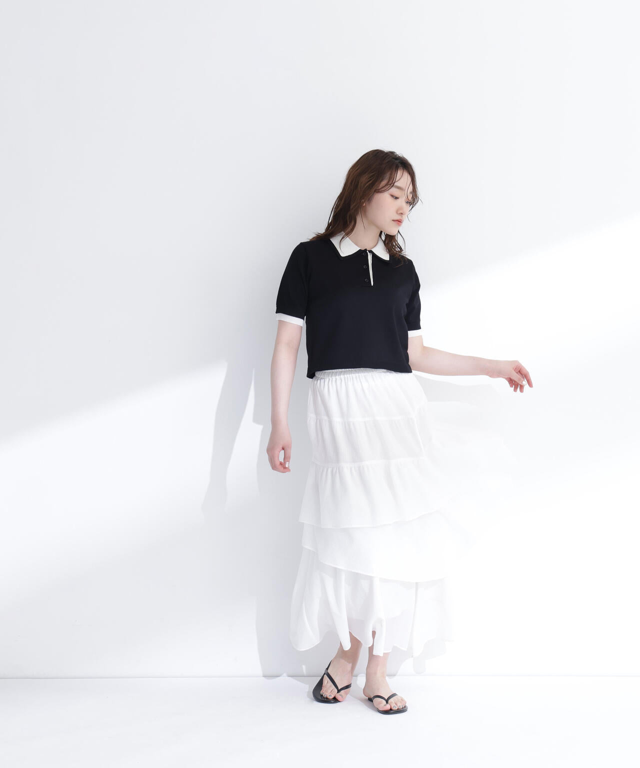 6/5～6/7 オンライン限定2buy10%OFF対象】ダブルカラーポロニット
