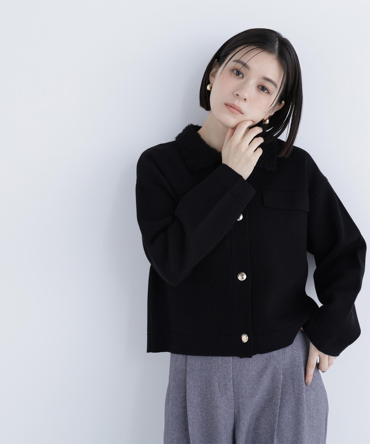 ループカラーニットジャケット | NATURAL BEAUTY BASIC（ナチュラル