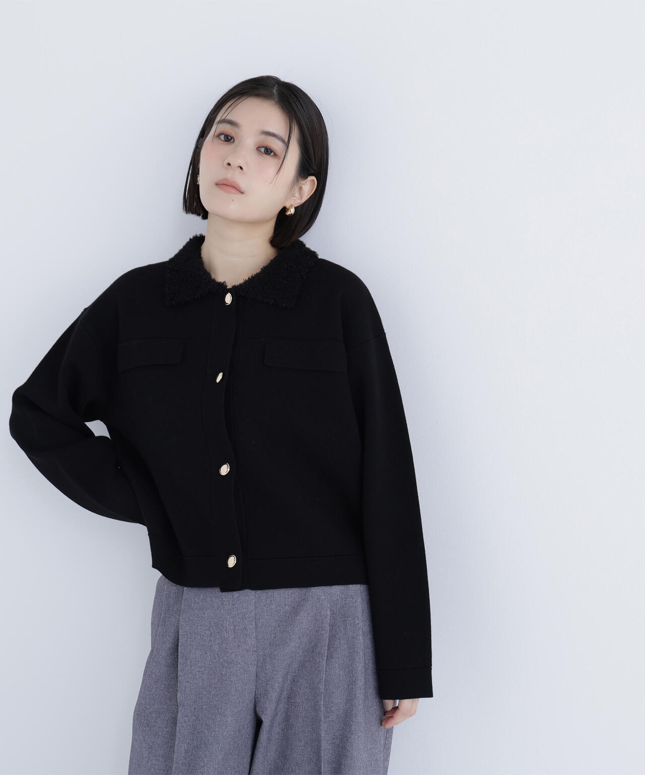 ループカラーニットジャケット | NATURAL BEAUTY BASIC（ナチュラル