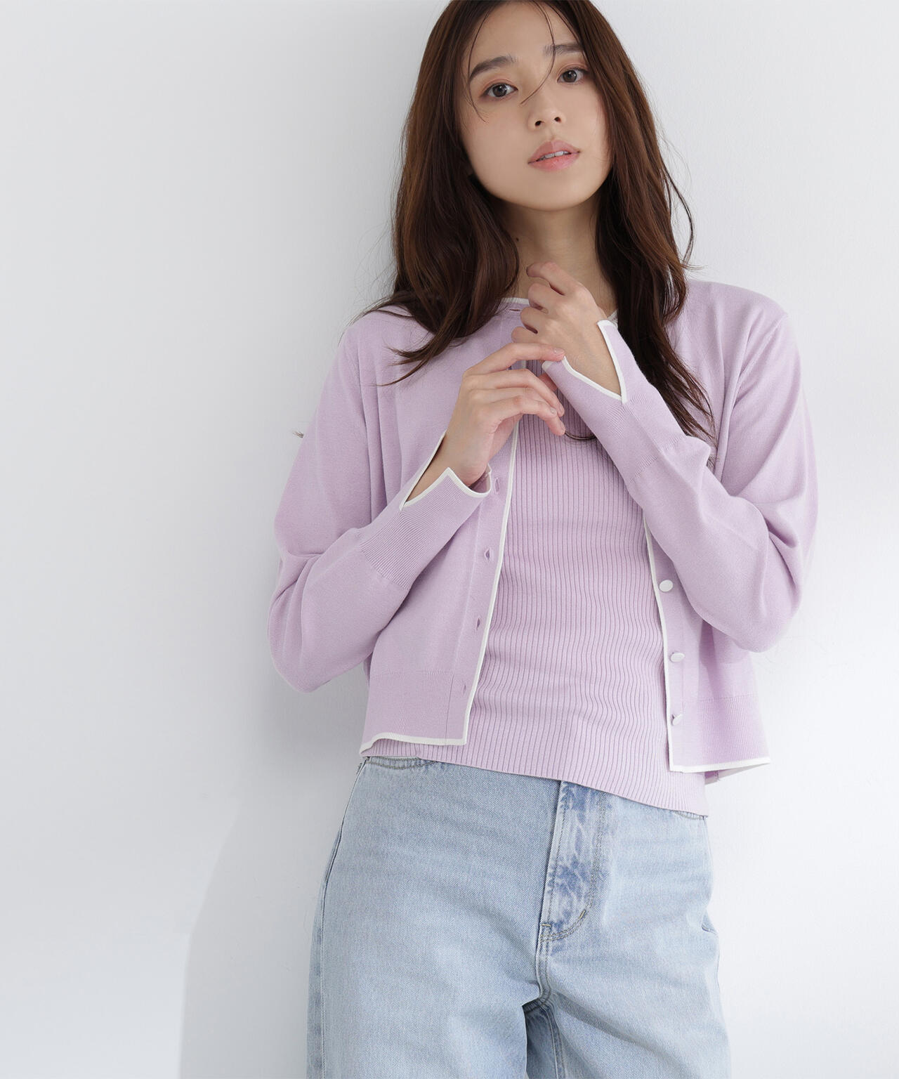 クルミボタンバイカラーアンサンブル