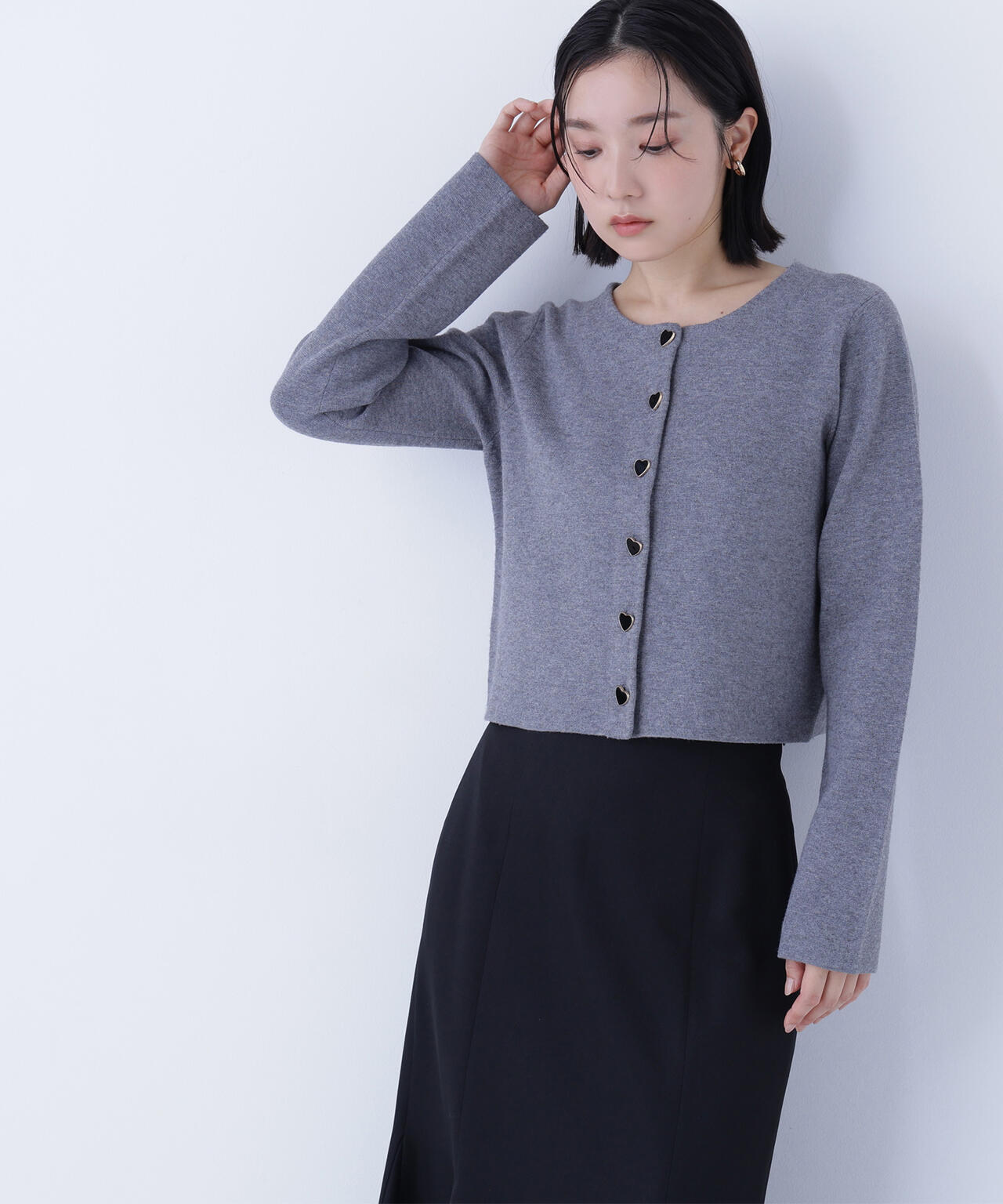 ハートボタンニットジャケット
