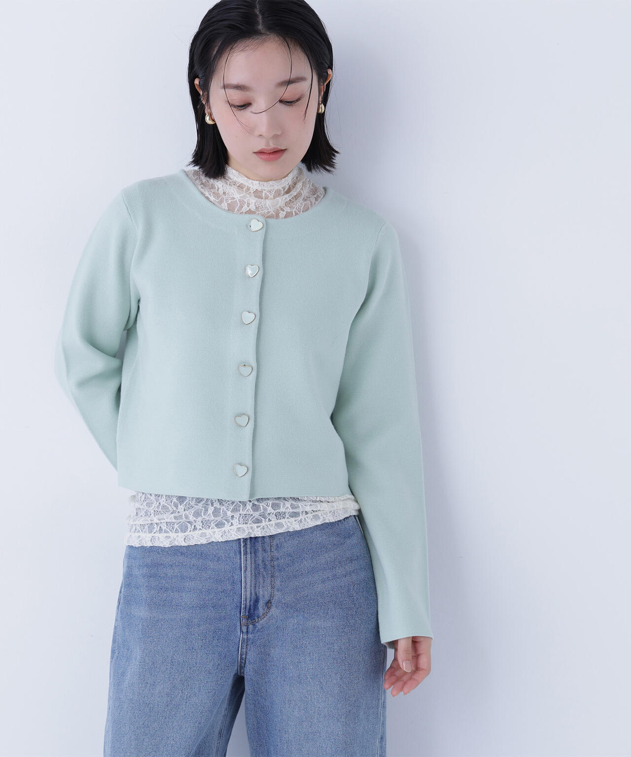 ハートボタンニットジャケット
