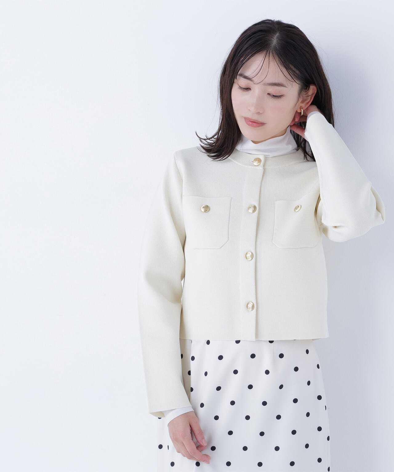 エンブレムボタンニットジャケット | NATURAL BEAUTY BASIC